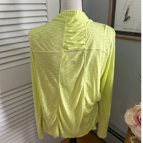 MONDETTA MPG Womens Top Medium Neon Yellow Open Cardigan Athleisure Casual - Picture 5 of 10